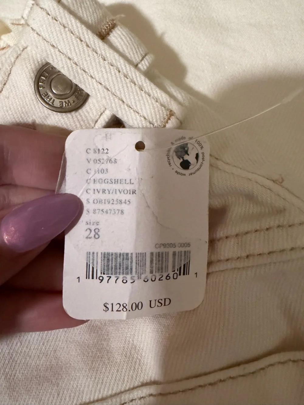 Free People Cream White Palmer Jeans